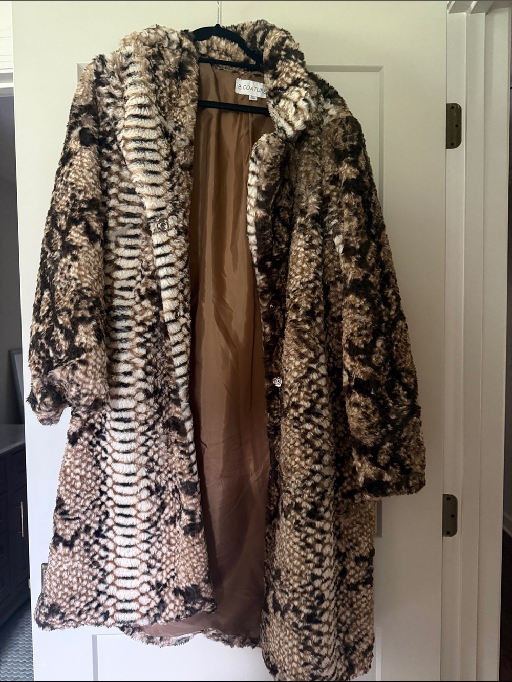 Plush Teddy Coat in Brown Multi-Tone